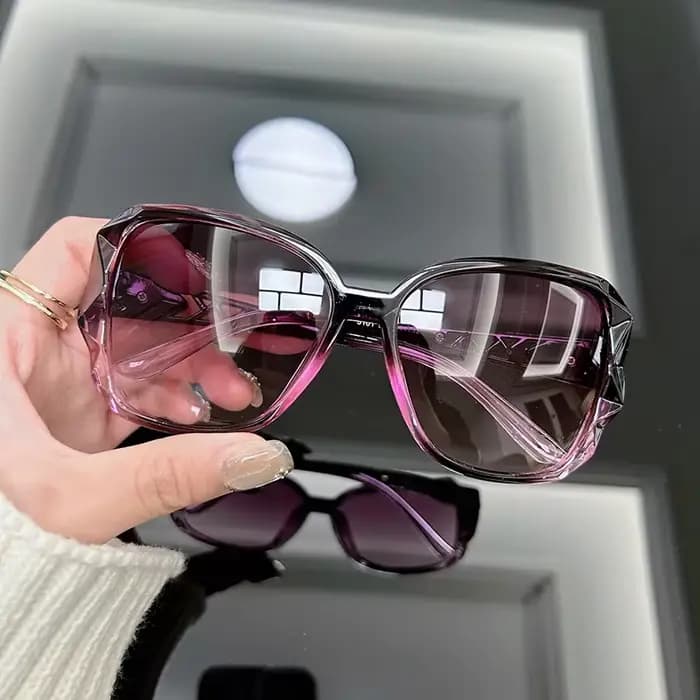 Lunettes de soleil vintage pour femmes, grande monture rétro, nuances de mode, nickel é noir