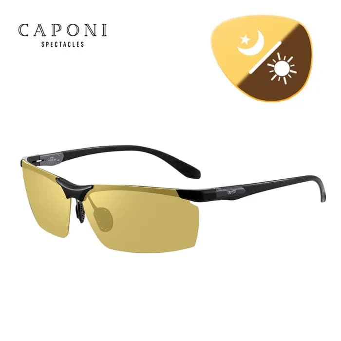 CAPONI Vision nocturne hommes lunettes de soleil carbone Firber conduite sport photochromique UV400 