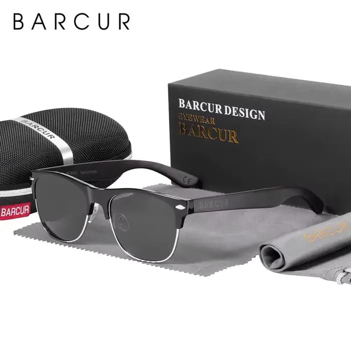 BARCUR – lunettes de soleil polarisées noires en ébène, zèbre, en bois naturel, pour hommes, pour co