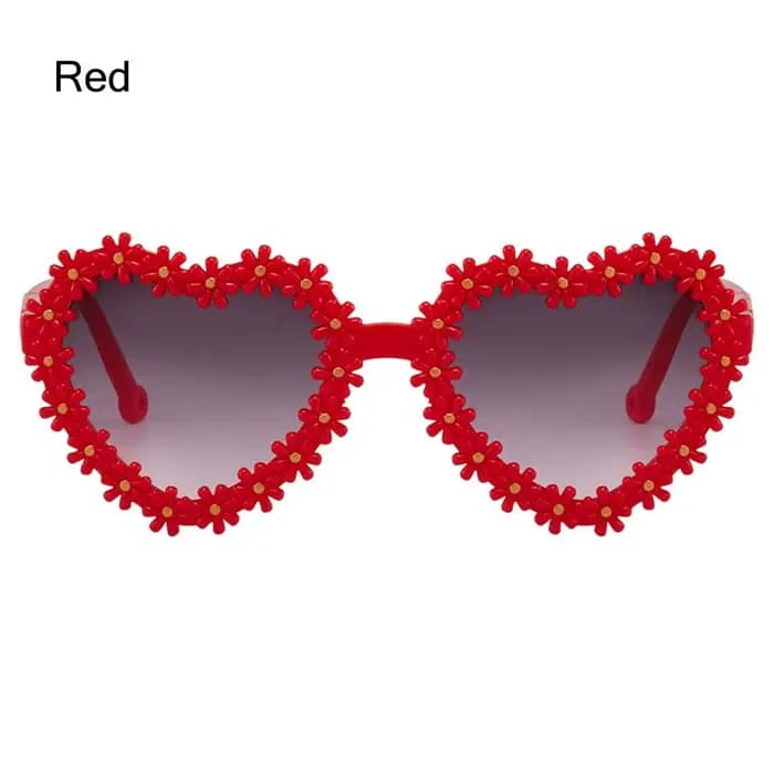 Lunettes de soleil mignonnes en forme de cœur, protection solaire, 3-18 ans, lunettes de soleil à fl