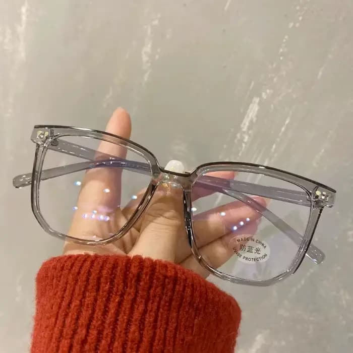 Lunettes anti-lumière bleue à grande monture noire tendance, pour visage carré, amincissantes, pour 