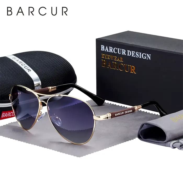 BARCUR Design titane alliage lunettes de soleil polarisées hommes lunettes de soleil femmes pilote d
