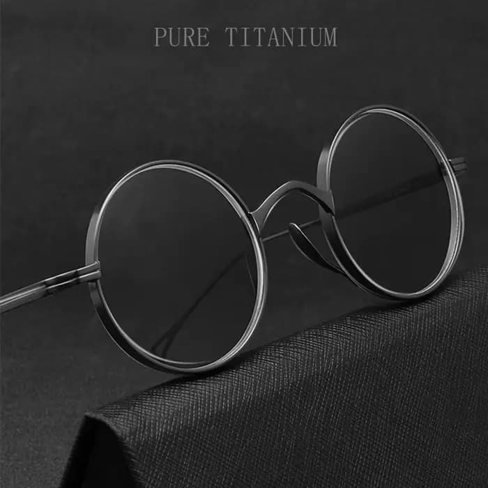 YIMARUILI Ultra-léger pur titane large bord rétro rond monture de lunettes myopie Prescription lunet