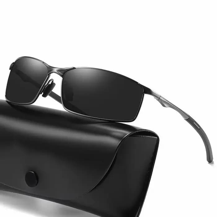 Lunettes de soleil polarisées à monture métallique rectangulaire pour hommes, marque de styliste, co