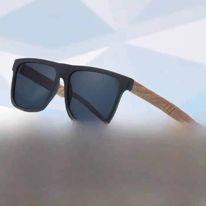 Lunettes de soleil carrées avec monture en bois de bambou, style vintage, protection UV400, lunettes