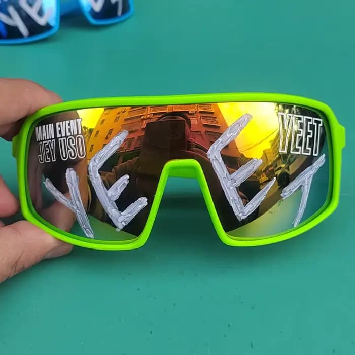 Lunettes de soleil Jey Uso Sports Shades USOS Yeet vertes, lunettes de lutte Bloodline, lunettes pou