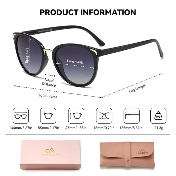 CATMONROE 1 pièces femmes lunettes de soleil couleur en option lentille ronde léger confort conduite