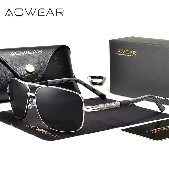 AOWEAR-Lunettes de soleil carrées de luxe pour hommes et femmes, miroir rétro polarisé, nuances vint