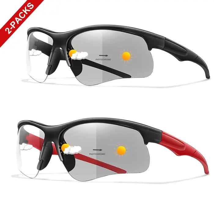 2 paires de lunettes de soleil photochromiques à la mode pour hommes et femmes, lunettes de sport en