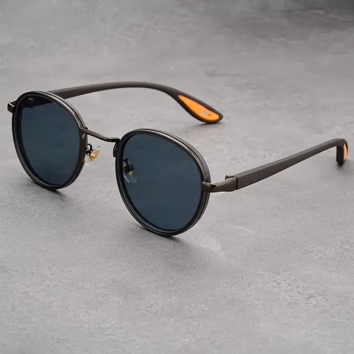 Lunettes de soleil rétro rondes dorées, lunettes Hip Hop TR plein cadre, Protection UV pour la photo