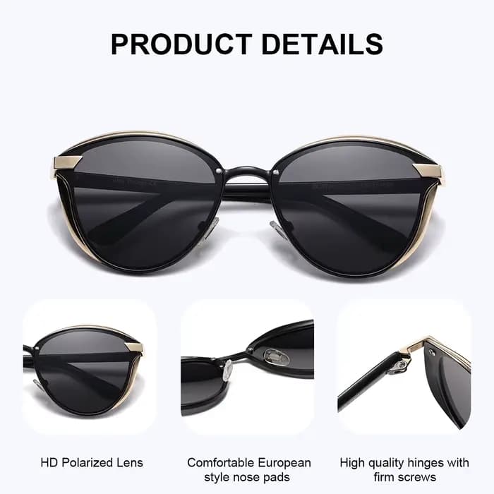 BARCUR Lunettes de soleil exquises de style vacances, montures œil de chat, accessoires de mode rési