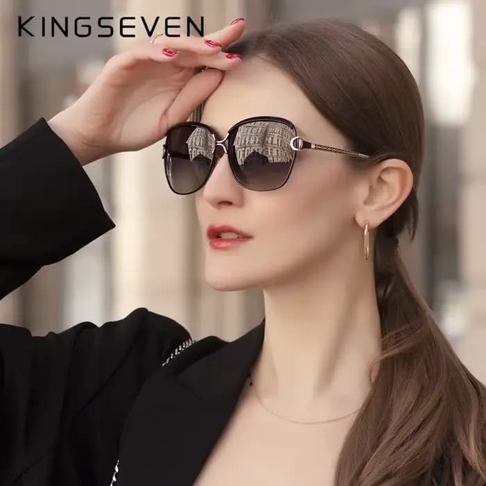 KINGSEVEN – lunettes de soleil rondes pour femmes, marque de luxe, verres polarisés dégradés, papill