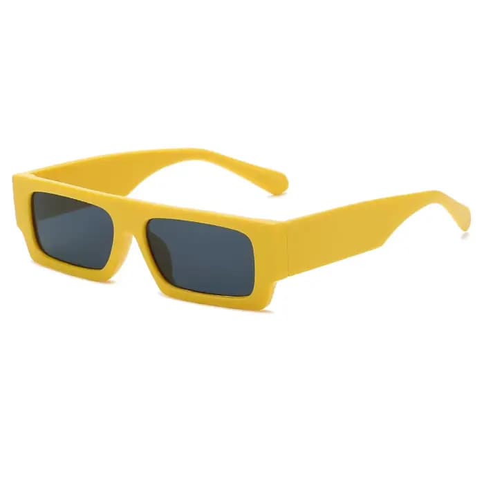 Mode petites montures lunettes de soleil carrées hommes femmes rétro nuances Rectangle Vintage jaune