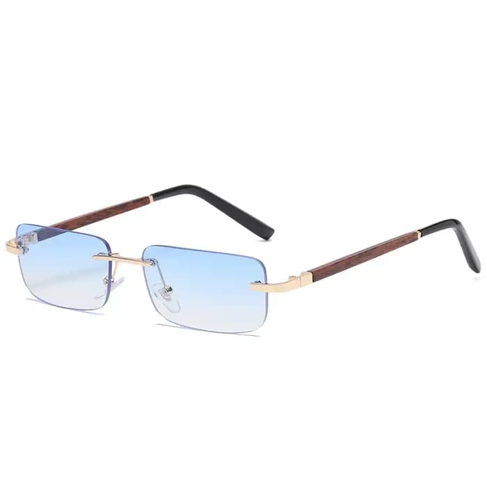 Lunettes de soleil rectangulaires en bois sans monture pour hommes et femmes, lunettes de conduite v