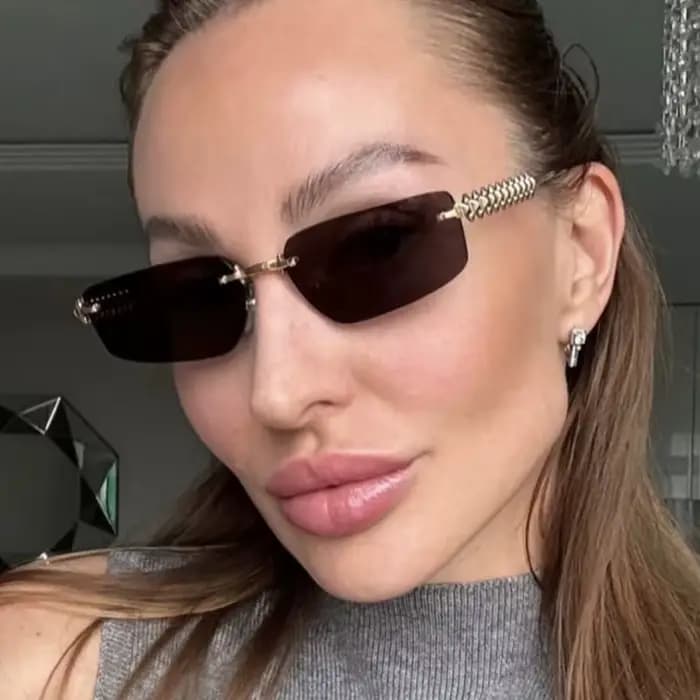 Marque sans monture carré lunettes de soleil femmes 2025 Sexy à la mode