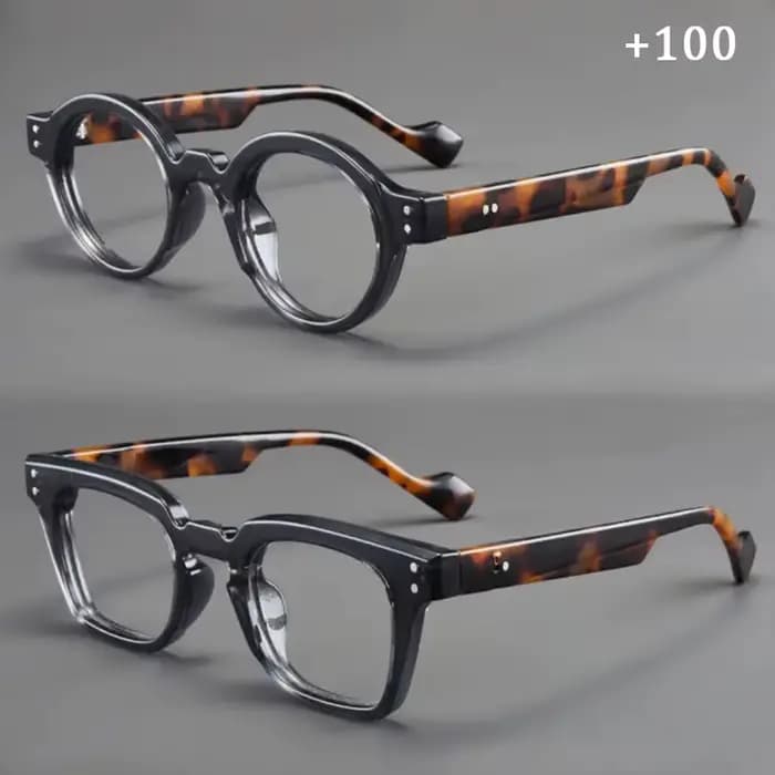 Lot de 2 lunettes de lecture rectangulaires et rondes élégantes en écaille de tortue