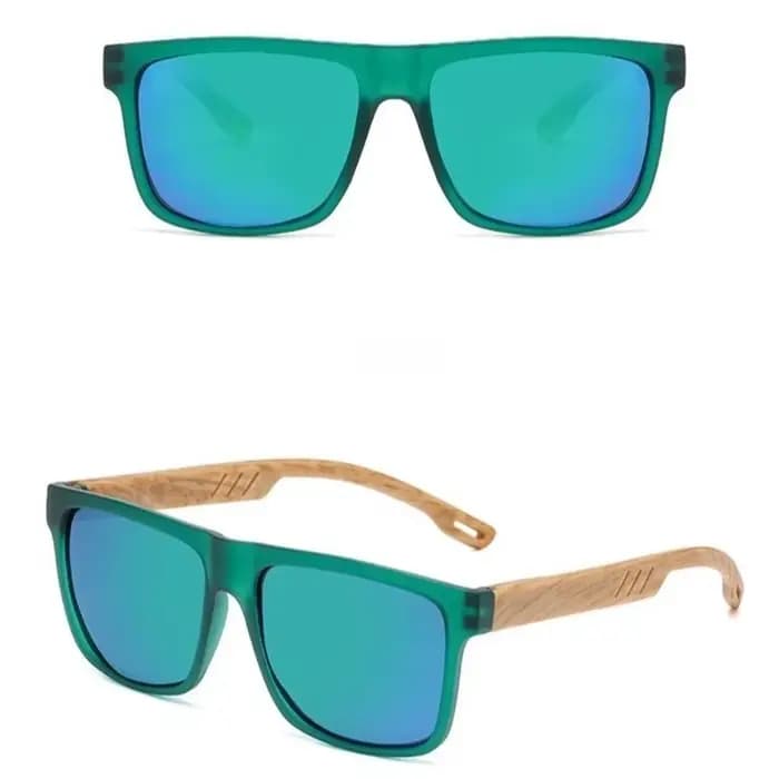Lunettes de soleil carrées avec monture en bois de bambou
