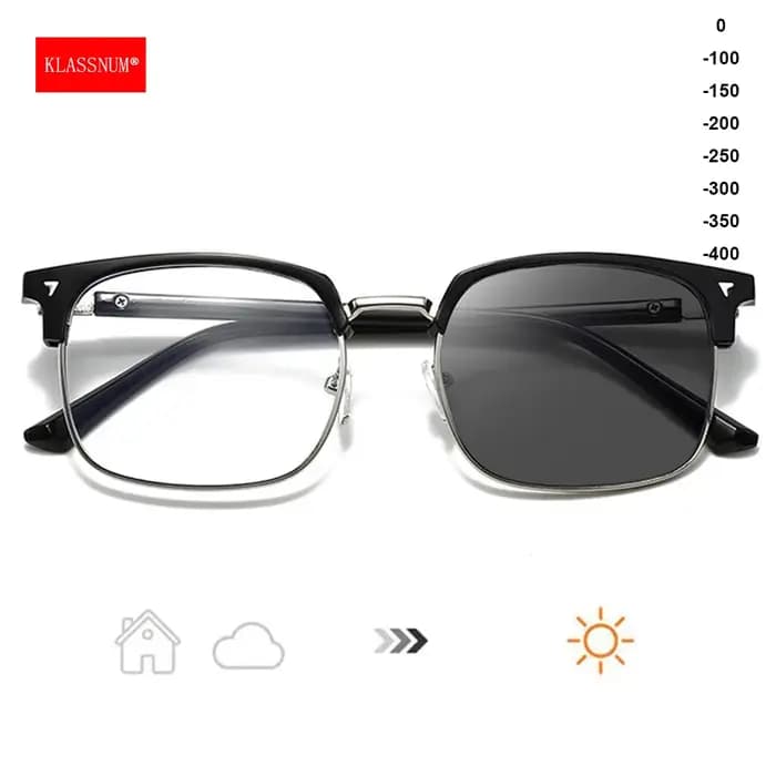 KLASSNUM hommes lunettes photochromiques demi-monture fini myopie