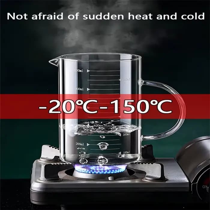 Tasse à mesurer en verre avec poignée 250/350/500/1000 ml, 1 pièce, en verre borosilicate haute résistance, pour lait et café, résistante à la chaleur