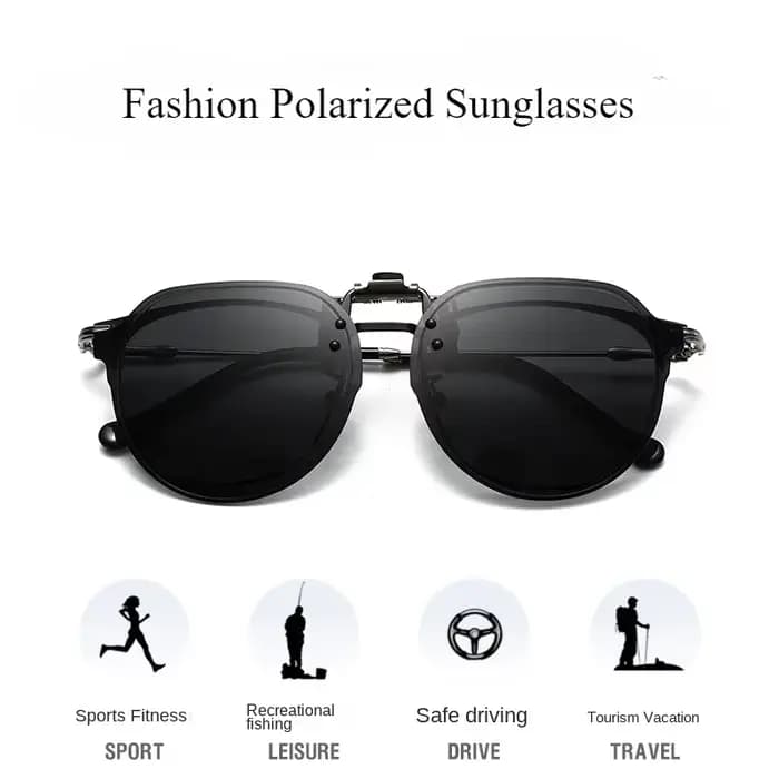 Hommes lentille polarisée rabattable pince sur lunettes de soleil femmes conduite