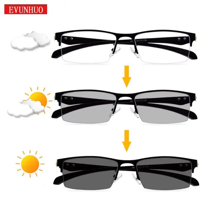 Lunettes de lecture photochromiques progressives pour hommes