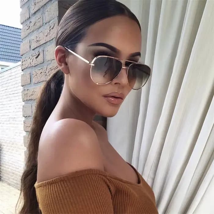 Lunettes de soleil Vintage en alliage d'or des années 90 pour femmes