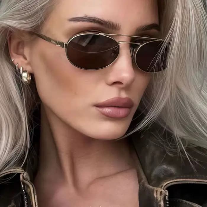 Lunettes de soleil ovales en métal pour hommes et femmes