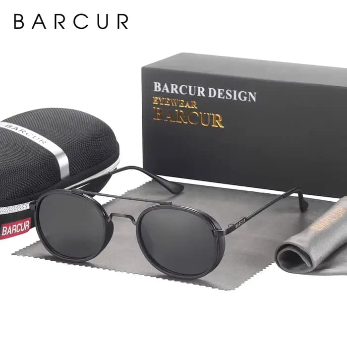 BARCUR Design lunettes De soleil rondes pour hommes femmes Retre