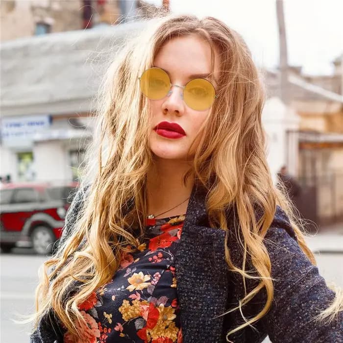 Lunettes de soleil rondes en métal pour soirée disco, style mode