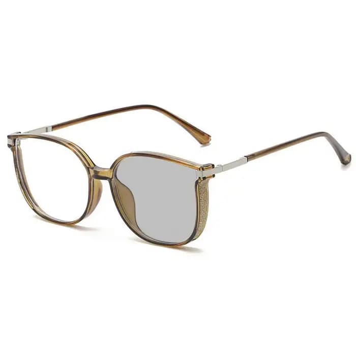 Lunettes de myopie photochromiques à monture scintillante pour femmes