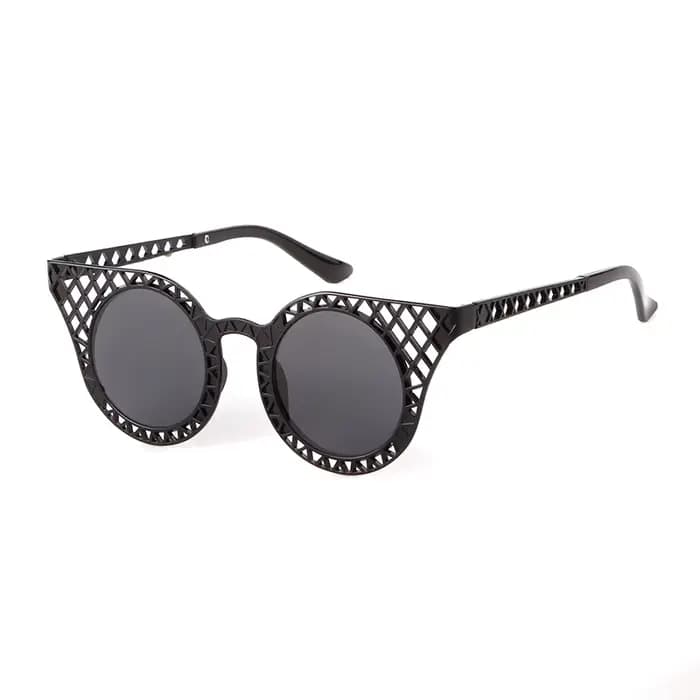 LAURINNY 2025 rond oeil de chat cadre en métal lunettes de soleil femmes hommes rétro marque Design marron