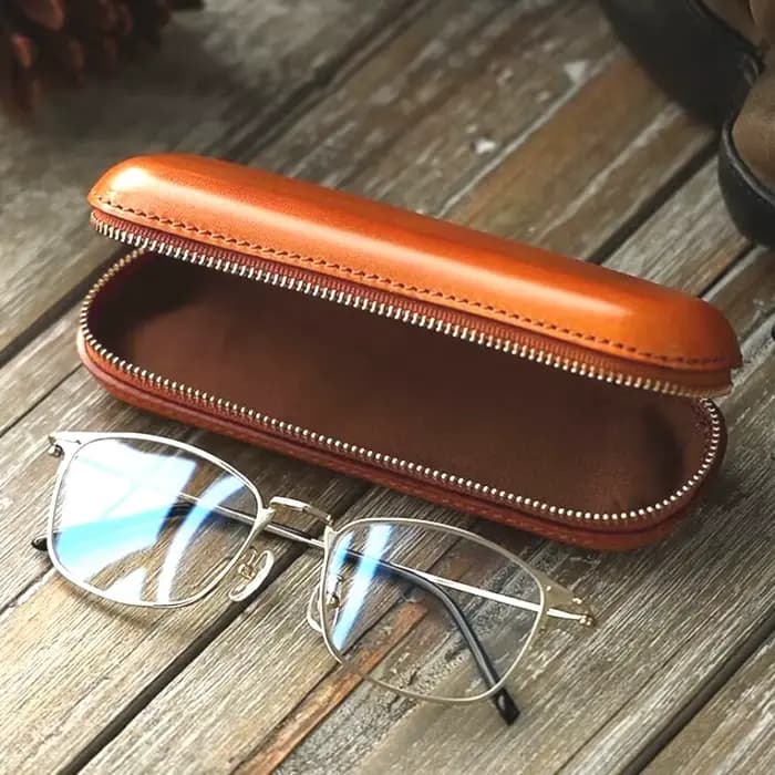 Étui à lunettes en cuir rétro Portable