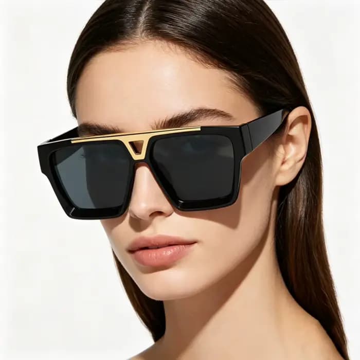 Lettre V lunettes de soleil pour femmes hommes mode rétro cadre carré conduite noir UV400 lentille