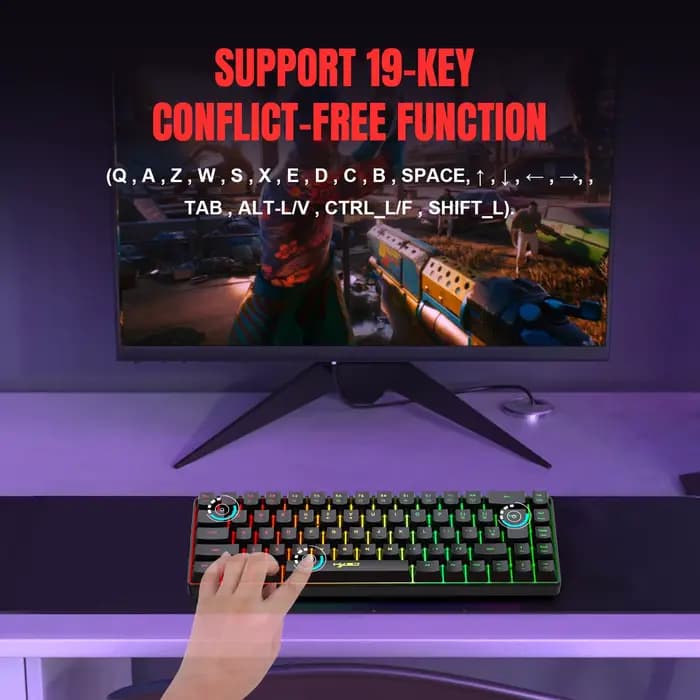 Clavier de jeu filaire USB portable, rétroéclairage RVB, 68 prédire, ordinateur Windows Lapmedicents