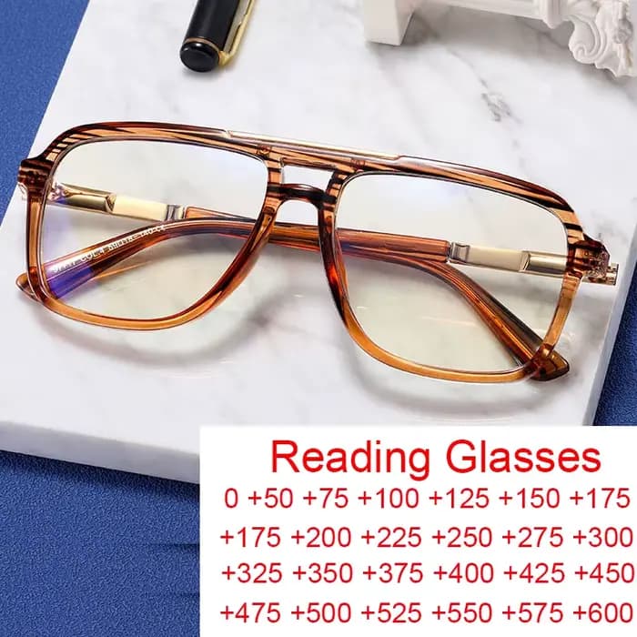 Lunettes de lecture carrées à double pont pour hommes