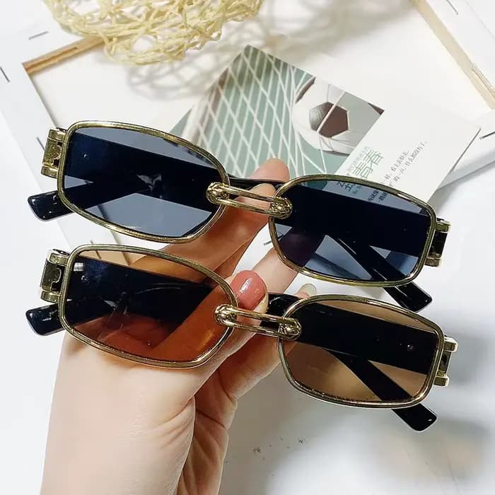 Lunettes de soleil rectangulaires à monture fine pour femmes
