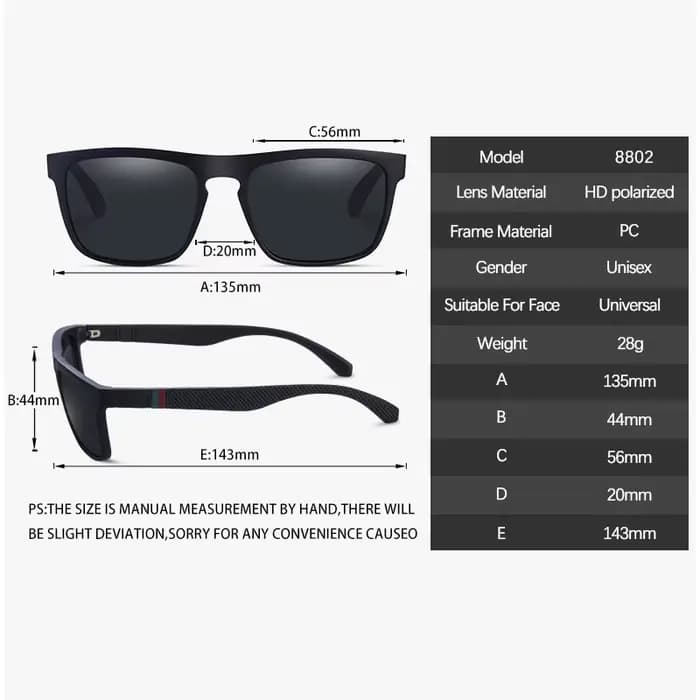Lunettes de soleil carrées vintage polarisées pour hommes et femmes
