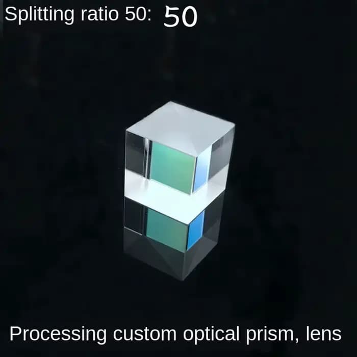 Mathiateur de faisceau de verre optique semi-coulée, traitement de cube semi-transparent, prisme cimenté, rapport de fente, 10mm, 50%: 50%