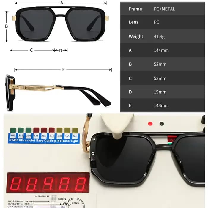 SO & EI Ins mode populaire Double ponts lunettes de soleil carrées femmes rétro Rivets bleu vert hommes Punk