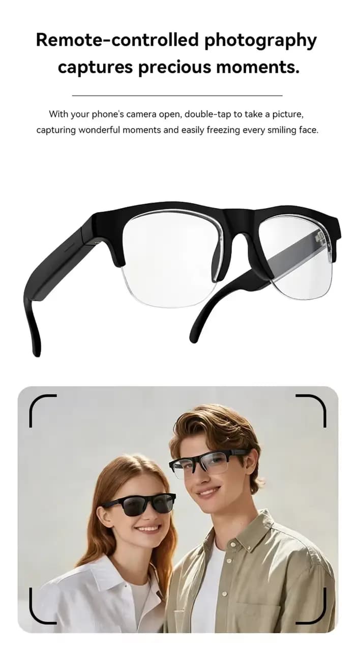 Lunettes intelligentes sans fil Lenovo AI, commande tactile, Bluetooth, télécommande, enregistrement photo et vidéo, traducteur, assistant vocal, óculos inteligente