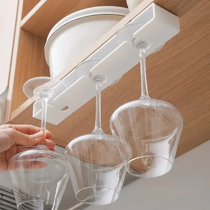 Support à verres à vin suspendu sans perçage, à installer sous l'armoire, pour la maison, la cuisine, le salon, égouttoir à verres à vin rouge à l'envers