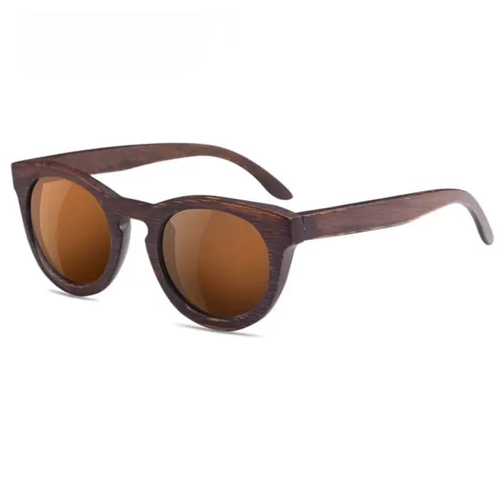 Lunettes de soleil rondes rétro en bois de bambou pour femmes et hommes