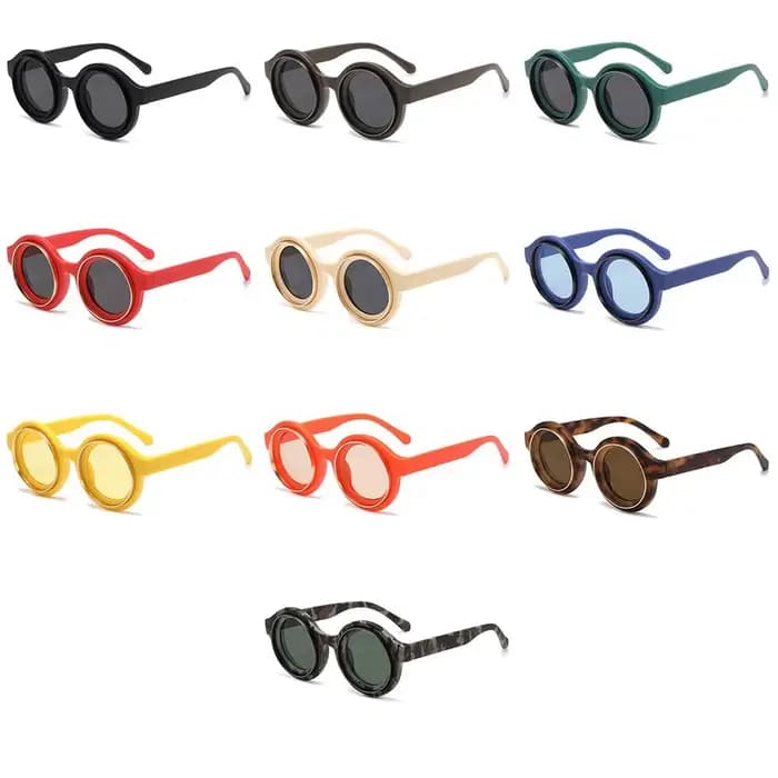 Lunettes de soleil rondes rétro tendance Hip Hop Street