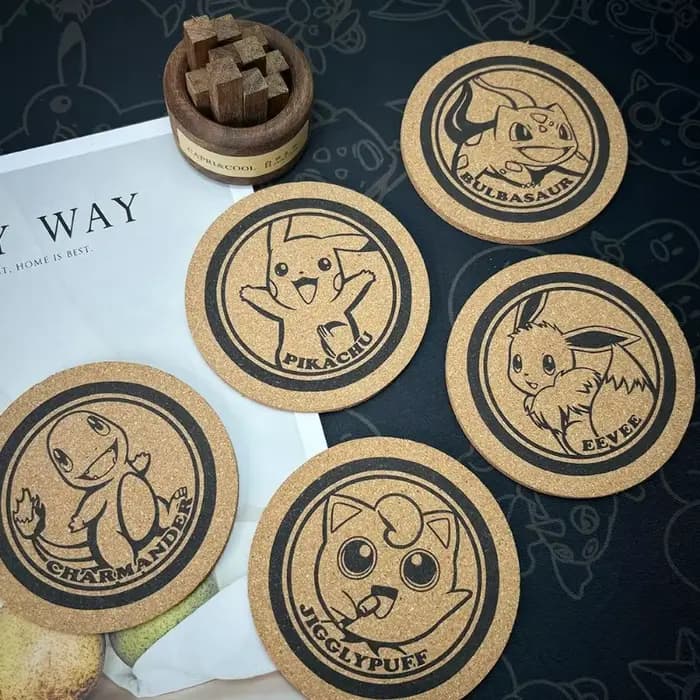 Dessous de verre Pokémon, version Q périphérique, dessin animé, créativité mignonne, dessous de verre exquis, pratique, dessous de verre en liège
