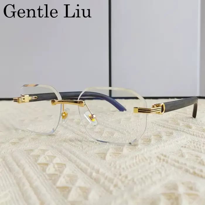 Lunettes de soleil vintage carrées sans monture pour hommes 2026 – Marque de luxe tendance