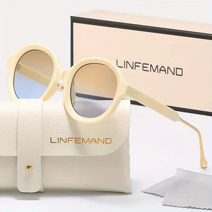 LINFEMAND classique rétro circulaire dégradé lentille mode lunettes de soleil UV400 femmes été fête vacances cadeau