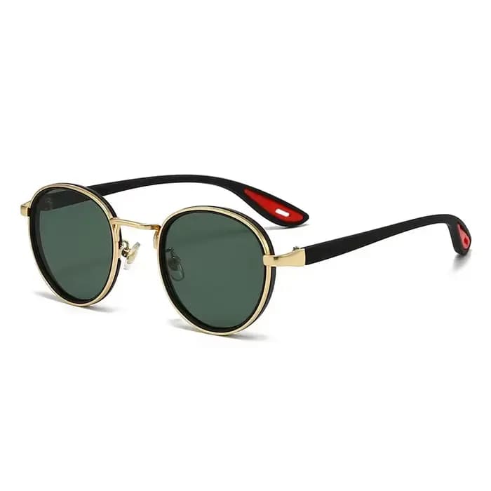 Lunettes de soleil rétro rondes dorées