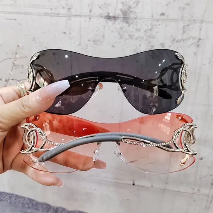 Lunettes de soleil sans monture Y2k pour femme