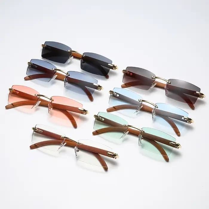 Lunettes de soleil rectangulaires sans bords pour hommes