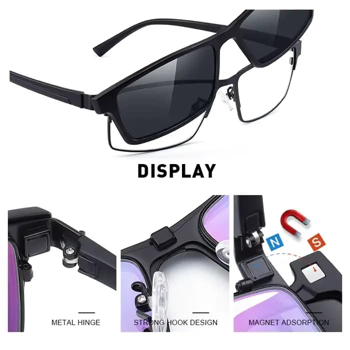 MERRYS DESIGN 2 en 1 aimant polarisé pince lunettes cadre hommes optique myopie